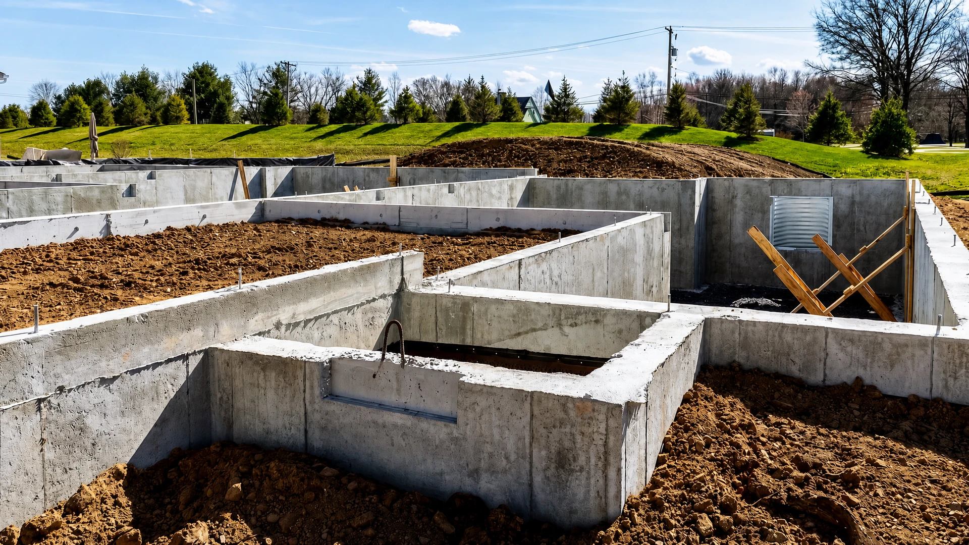 Chantier de construction résidentiel, extérieur, sans personnages